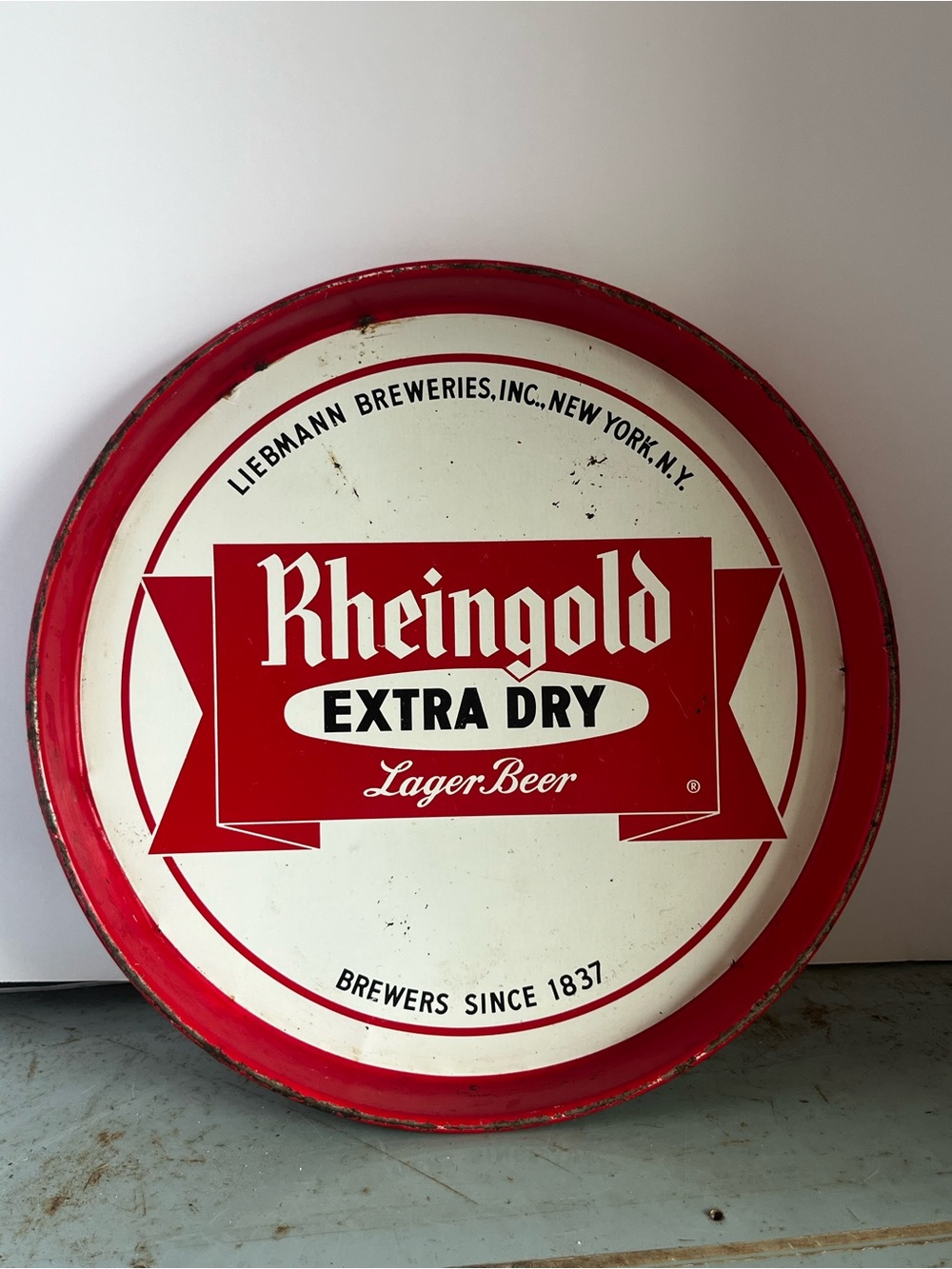 Rheingold Extra Dry Lager Beer Vintage 12” Metal Serving Tray
